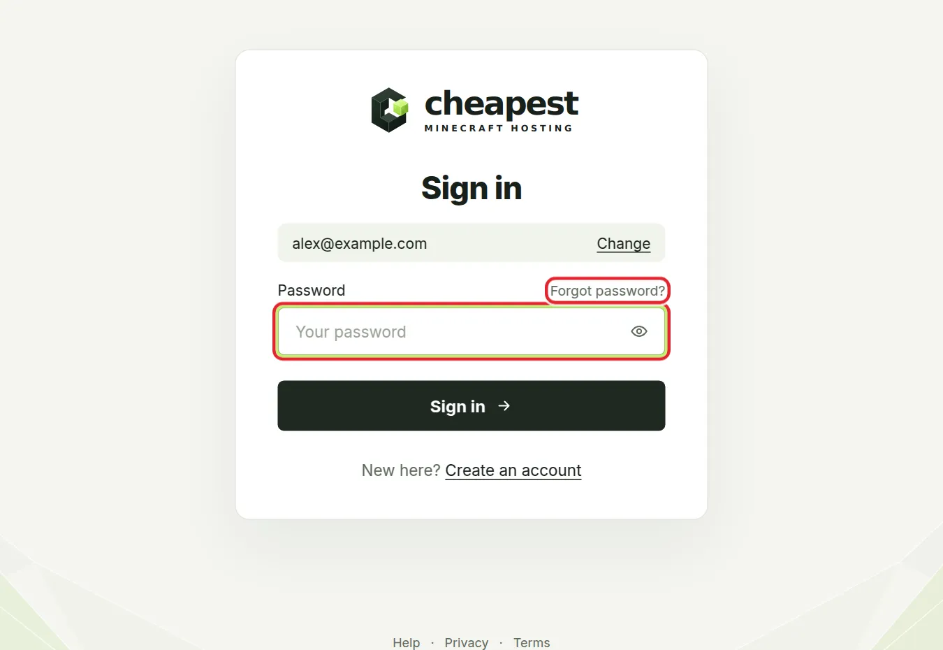 The password step of Sign in with the Forgot password link under the field