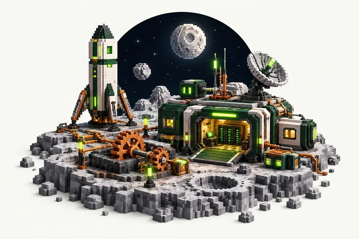 Create: Astral server: Create machines and a rocket on a grey planet